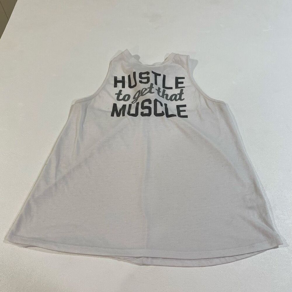 SO Perfectly Soft White “Hustle to Get That Muscle” Tank Top Size XL Activewear